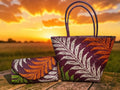 Embroidered seagrass bag